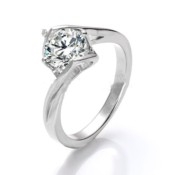 S925 Silver 18K Gold Plating  Moissanite Twisted Hip Classic Angel Kiss Ring