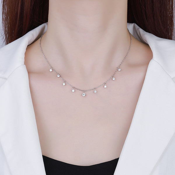 S925 Radiant Moissanite Clavicle Chain Necklace